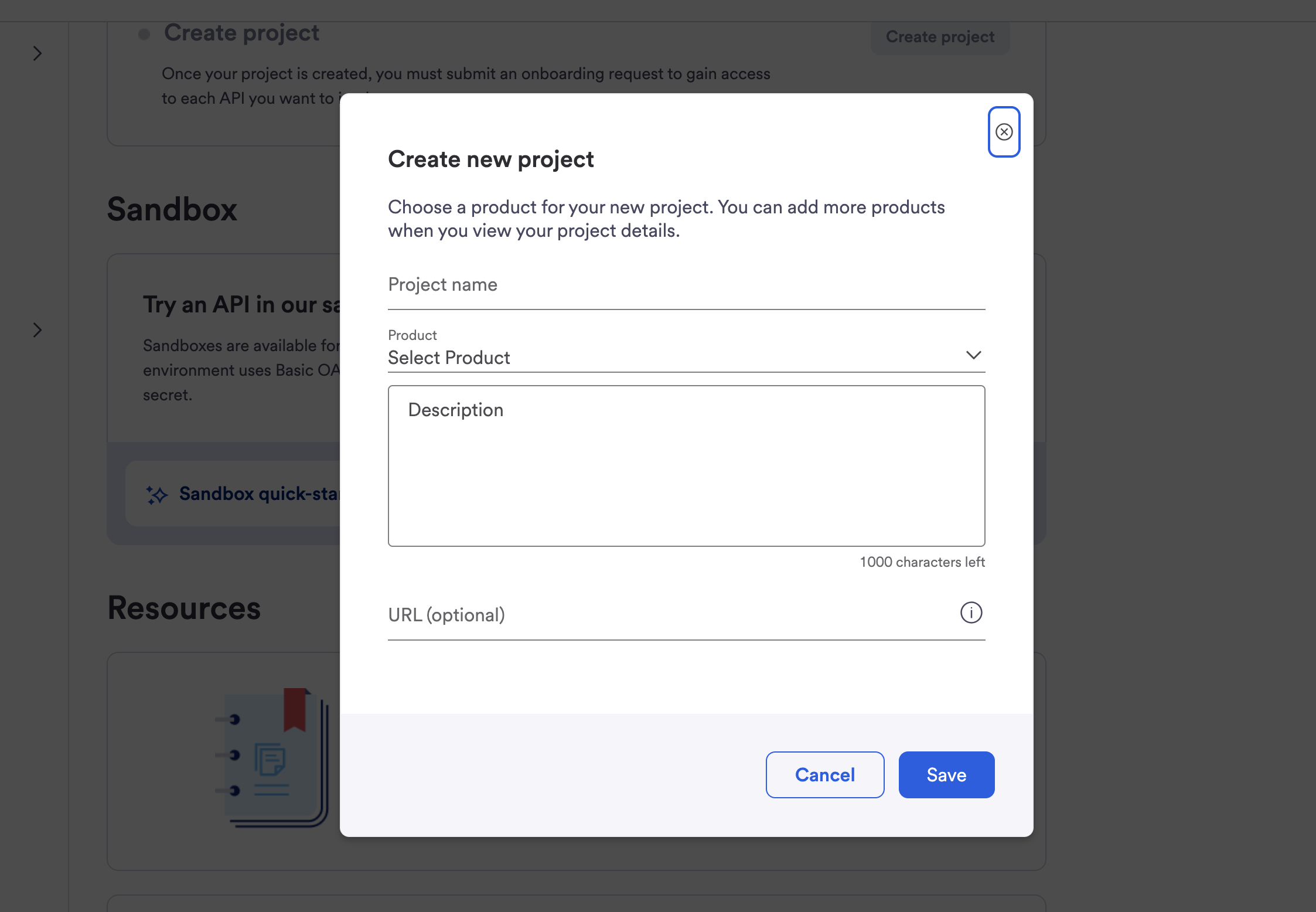 Create sandbox project