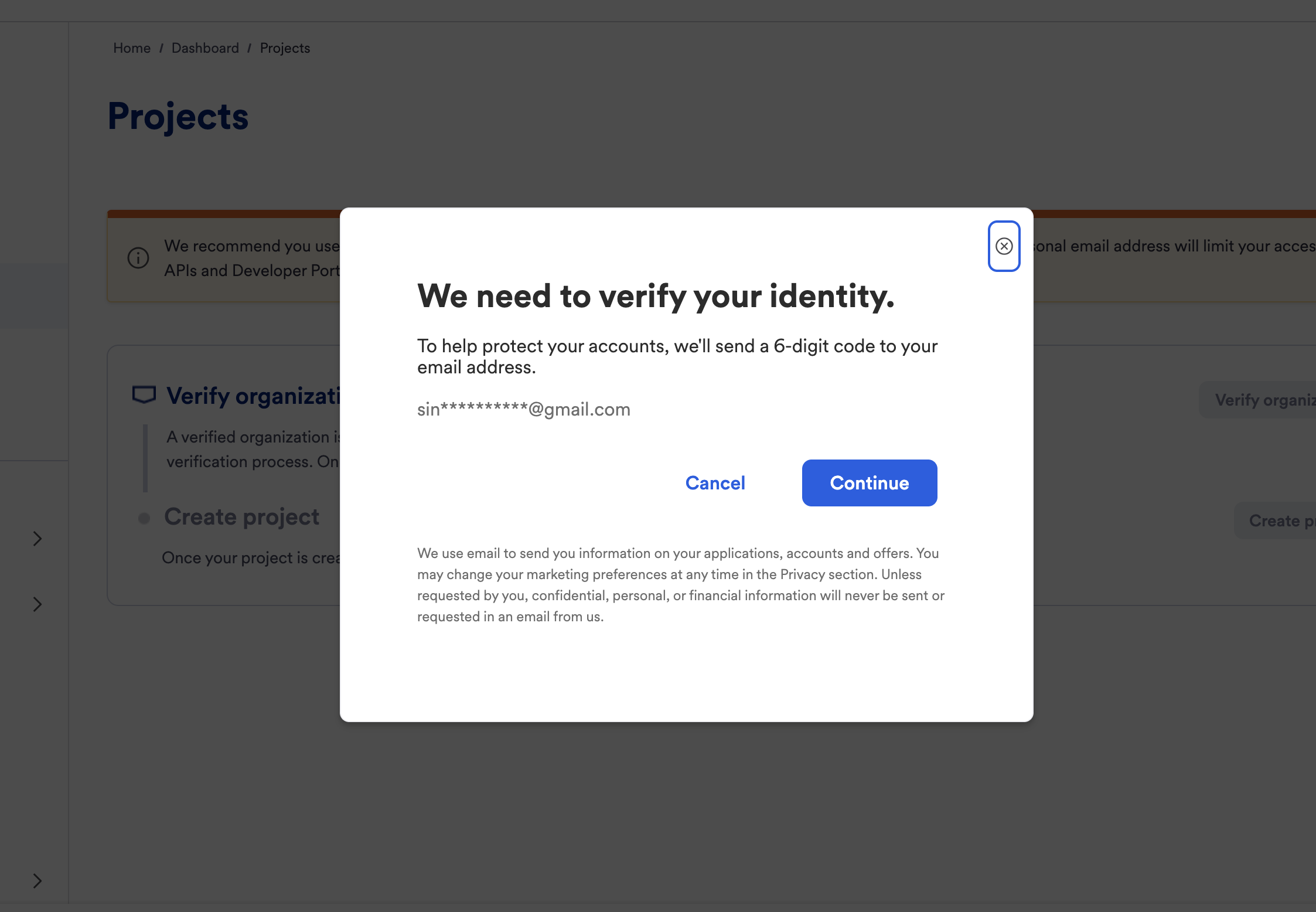 Enter email for verification